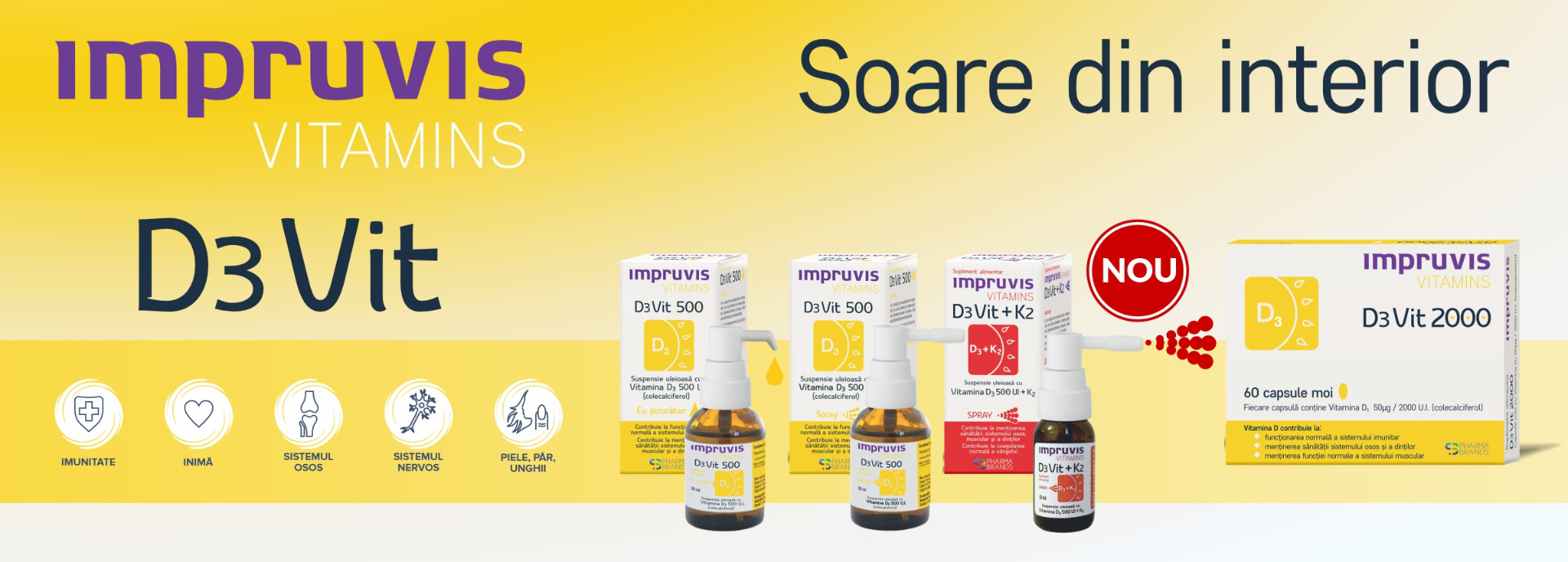 Gama D3Vit - Susține sănătatea oaselor și imunitatea cu vitamina D3